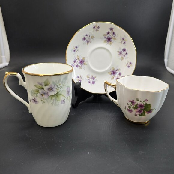 Woodside Hudson Middleton Royal Victoria Floral Bone China Teacup Set JJ4094 - Picture 2 of 6